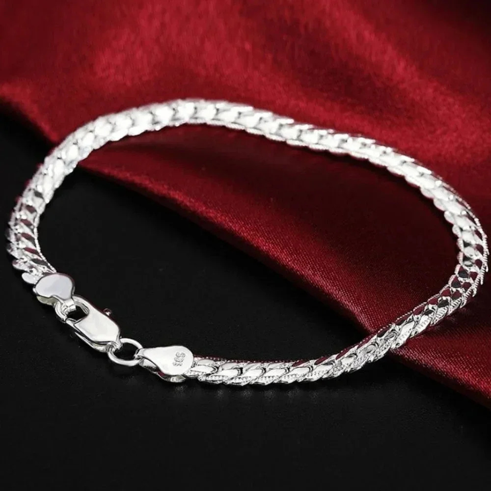 925 Sterling Silver Flat Snake Chain Bracelet